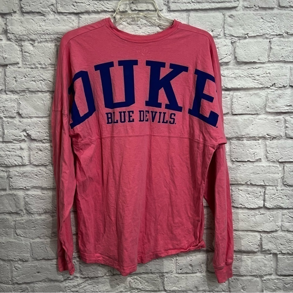 Duke Blue Devils spell out long sleeve shirt women’s small pink blue